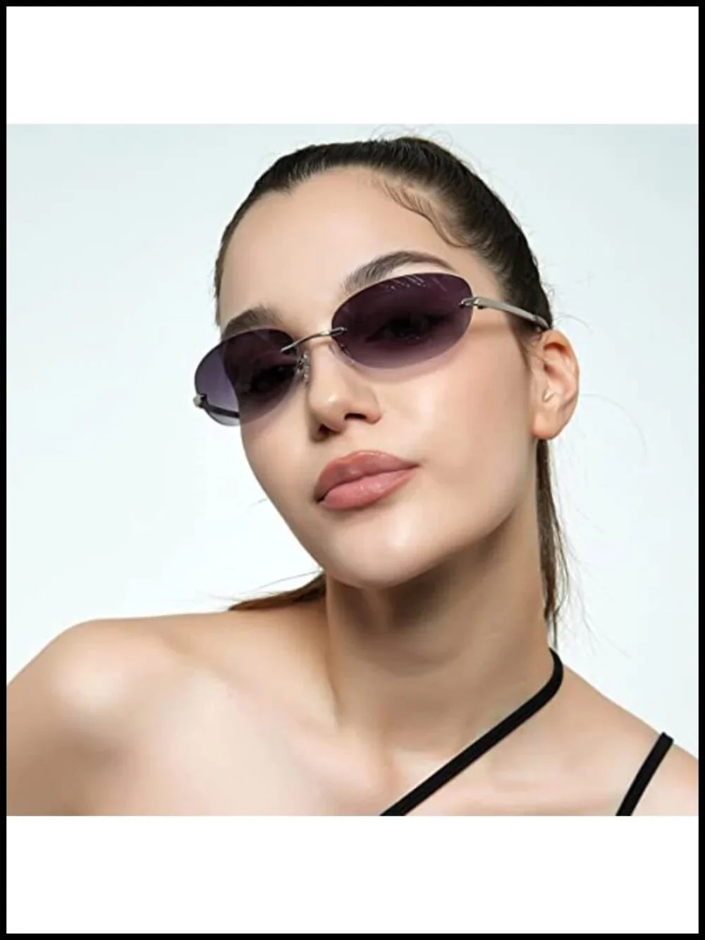 Y2K Retro Oval Sunglasses UV400 Protection Rimless Metal Frame Unisex